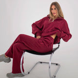 Women's Sporty Cotton Tracksuit Pants - Wine
