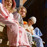 Sporty Puff Print Cotton Hoodie Tracksuit Set - Pink