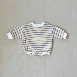 Mabel Stripe Cotton Bodysuit - Cream/Blue Stripe