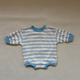 Mattie Stripe Cotton Bodysuit - Cream/Blue Stripe