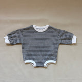 Mattie Stripe Cotton Bodysuit - Grey/Black Stripe