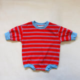 Mattie Stripe Cotton Bodysuit - Poppy/Blue Stripe