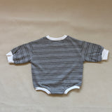 Mattie Stripe Cotton Bodysuit - Grey/Black Stripe