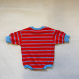 Mattie Stripe Cotton Bodysuit - Poppy/Blue Stripe
