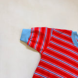 Mattie Stripe Cotton Bodysuit - Poppy/Blue Stripe