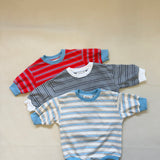 Mattie Stripe Cotton Bodysuit - Cream/Blue Stripe