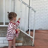 Mattie Stripe Cotton Bodysuit - Pink/Red Stripe