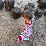 Mattie Stripe Cotton Bodysuit - Pink/Red Stripe