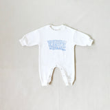 Parker Numbers Relaxed Romper - White/Blue
