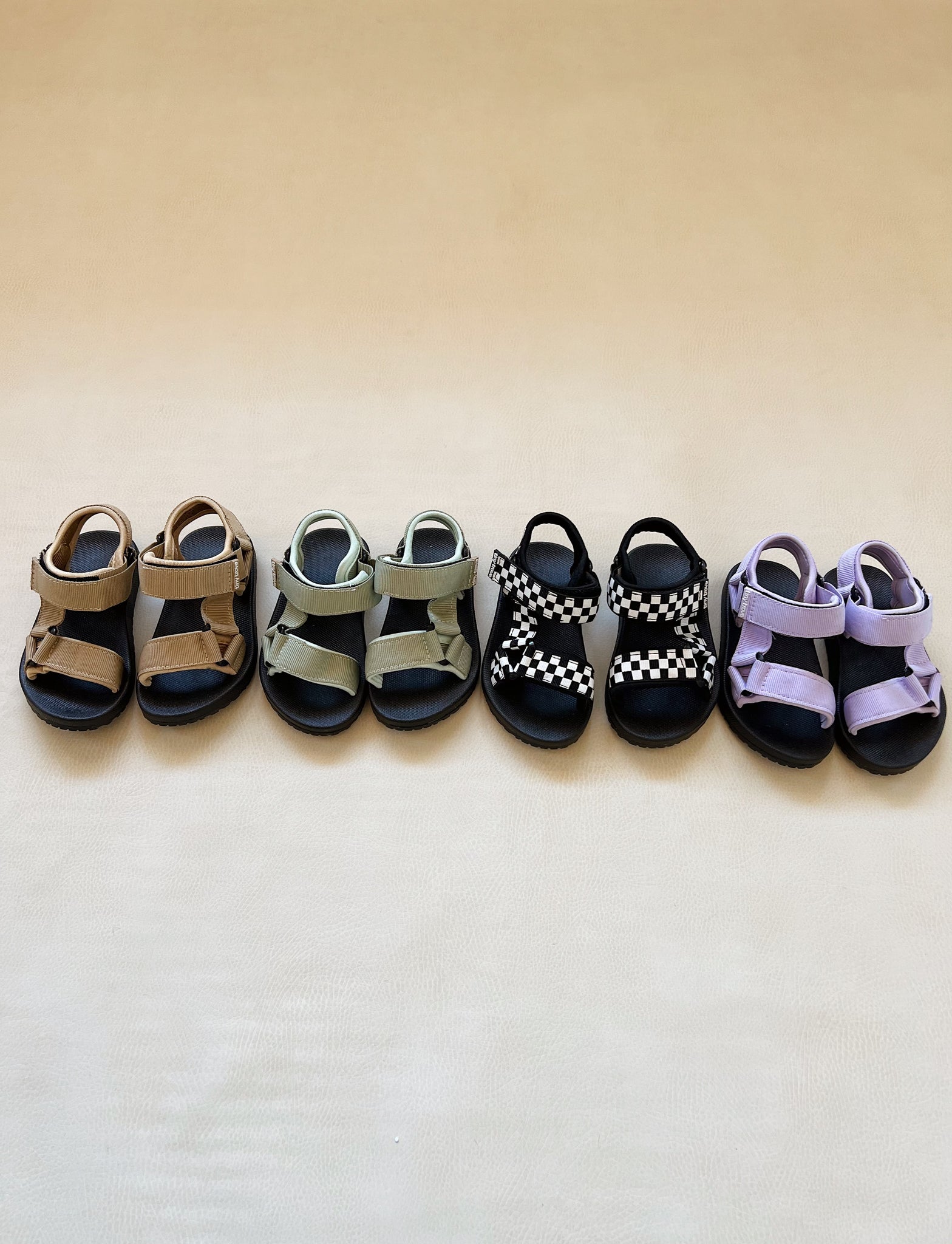 Olympia Velcro Sandals Latte Tiny Trove