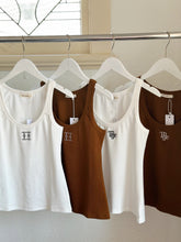 Load image into Gallery viewer, Adult Libby Monogram Tank in Classic Font - Cinnamon/White