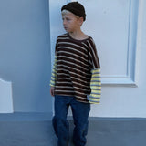 Rowan Stripe Cotton Long Sleeve Tee - Brown/Yellow Stripe