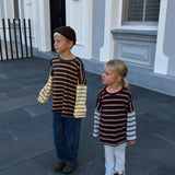 Rowan Stripe Cotton Long Sleeve Tee - Maroon/Blue Stripe