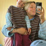 Rowan Stripe Cotton Long Sleeve Tee - Cocoa/Blue Stripe