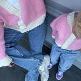 Adult Maeve Contrast Knit Cardigan - Pink/Cream