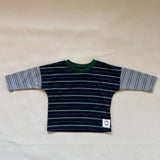 Rowan Stripe Cotton Long Sleeve Tee - Navy/Green Stripe