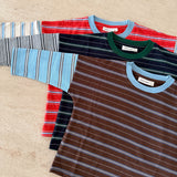 Rowan Stripe Cotton Long Sleeve Tee - Cocoa/Blue Stripe