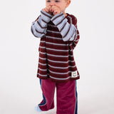 Rowan Stripe Cotton Long Sleeve Tee - Maroon/Blue Stripe