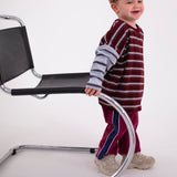 Rowan Stripe Cotton Long Sleeve Tee - Maroon/Blue Stripe