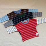 Rowan Stripe Cotton Long Sleeve Tee - Poppy/Cream Stripe