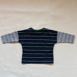 Rowan Stripe Cotton Long Sleeve Tee - Navy/Green Stripe