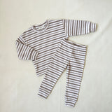 Ruka Stripe Rib Cotton Set - Oatmeal Marle/Mocha Stripe