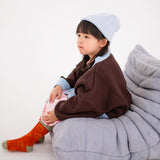 Rye Cotton Contrast Knit Cardigan - Coffee/Sky Blue