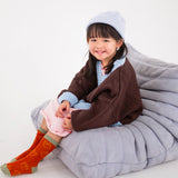 Rye Cotton Contrast Knit Cardigan - Coffee/Sky Blue