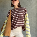 Women's Kennedy Stripe Long Sleeve Tee - Brown/Yellow Stripe