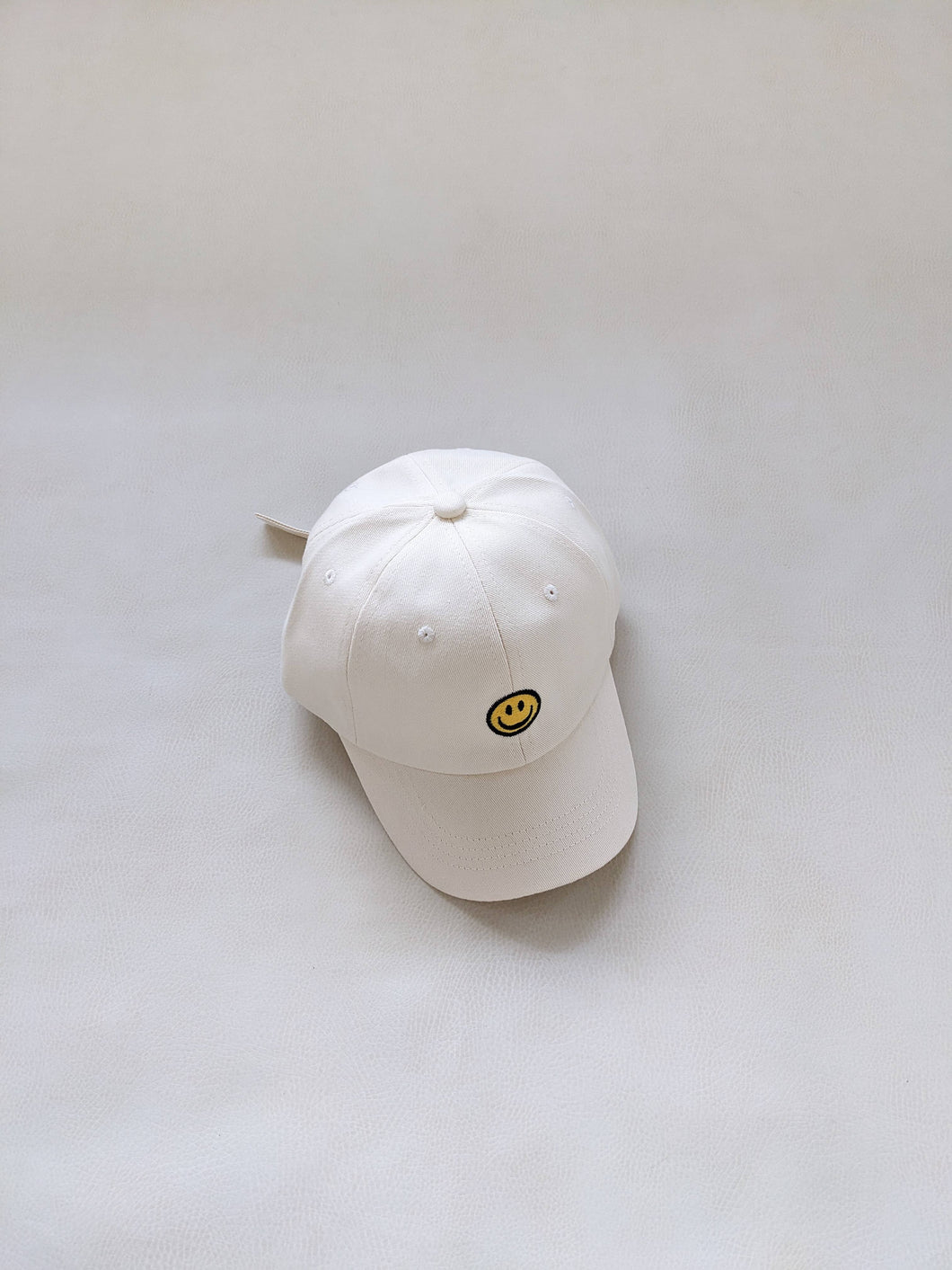 Smiley Embroidery Cap - Cream