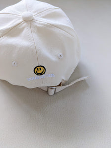 Smiley Embroidery Cap - Cream