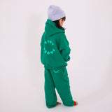 Sporty Puff Print Cotton Hoodie Tracksuit Set - Emerald