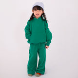 Sporty Puff Print Cotton Hoodie Tracksuit Set - Emerald