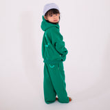 Sporty Puff Print Cotton Hoodie Tracksuit Set - Emerald