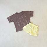 Stars Tee & Romeo Shorts Set - Mocha/Butter Yellow Combo