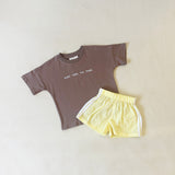 Stars Tee & Romeo Shorts Set - Mocha/Butter Yellow Combo