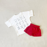 Stars Tee & Romeo Shorts Set - White/Red Combo