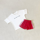 Stars Tee & Romeo Shorts Set - White/Red Combo