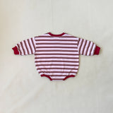 Mattie Stripe Cotton Bodysuit - Pink/Red Stripe