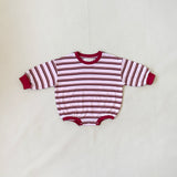 Mattie Stripe Cotton Bodysuit - Pink/Red Stripe