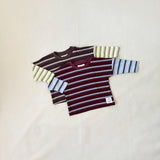 Rowan Stripe Cotton Long Sleeve Tee - Maroon/Blue Stripe