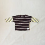 Rowan Stripe Cotton Long Sleeve Tee - Brown/Yellow Stripe