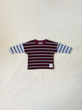 Rowan Stripe Cotton Long Sleeve Tee - Maroon/Blue Stripe
