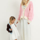 Adult Maeve Contrast Knit Cardigan - Pink/Cream