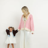Adult Maeve Contrast Knit Cardigan - Pink/Cream