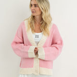 Adult Maeve Contrast Knit Cardigan - Pink/Cream