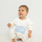 Parker Numbers Relaxed Romper - White/Blue