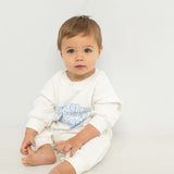 Parker Numbers Relaxed Romper - White/Blue