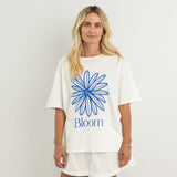 Women's Bloom Relaxed Tee - White/Blue