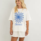 Women's Bloom Relaxed Tee - White/Blue
